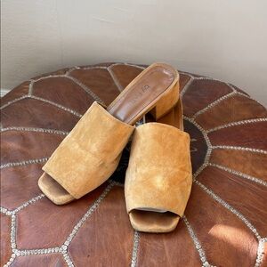 BY FAR Camel Suede Mules